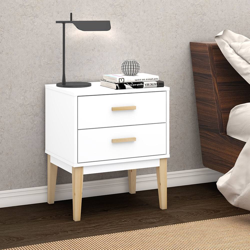 Mesa de Cabeceira 02 Gavetas LE 6007 Branco